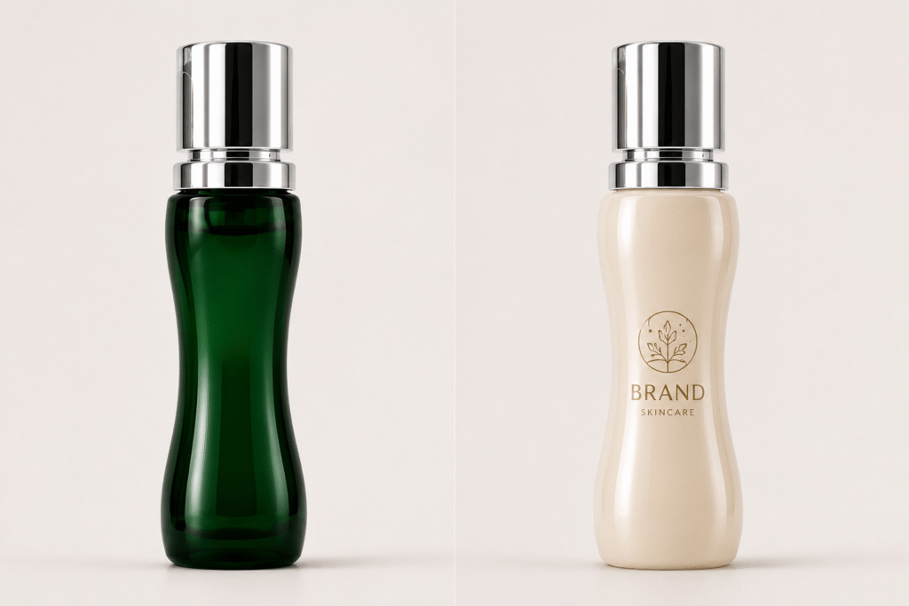 Bottle artwork mockup for skincare packaging